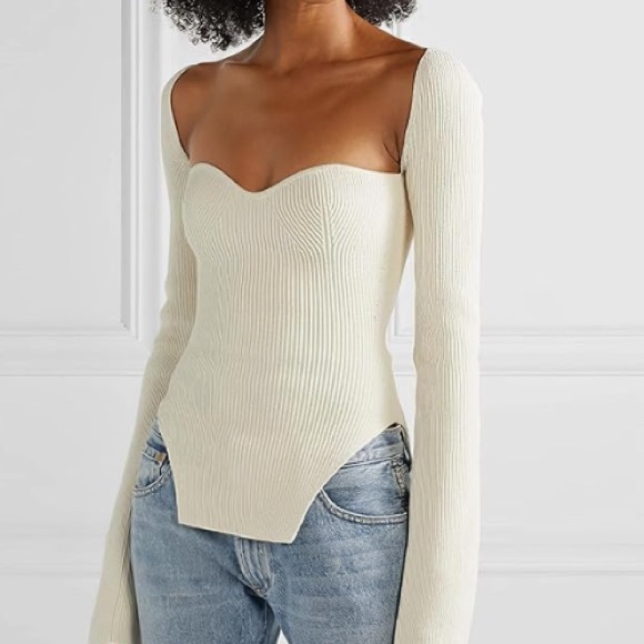 White knitted Square Neck Sweater (Small) - Picture 1 of 3